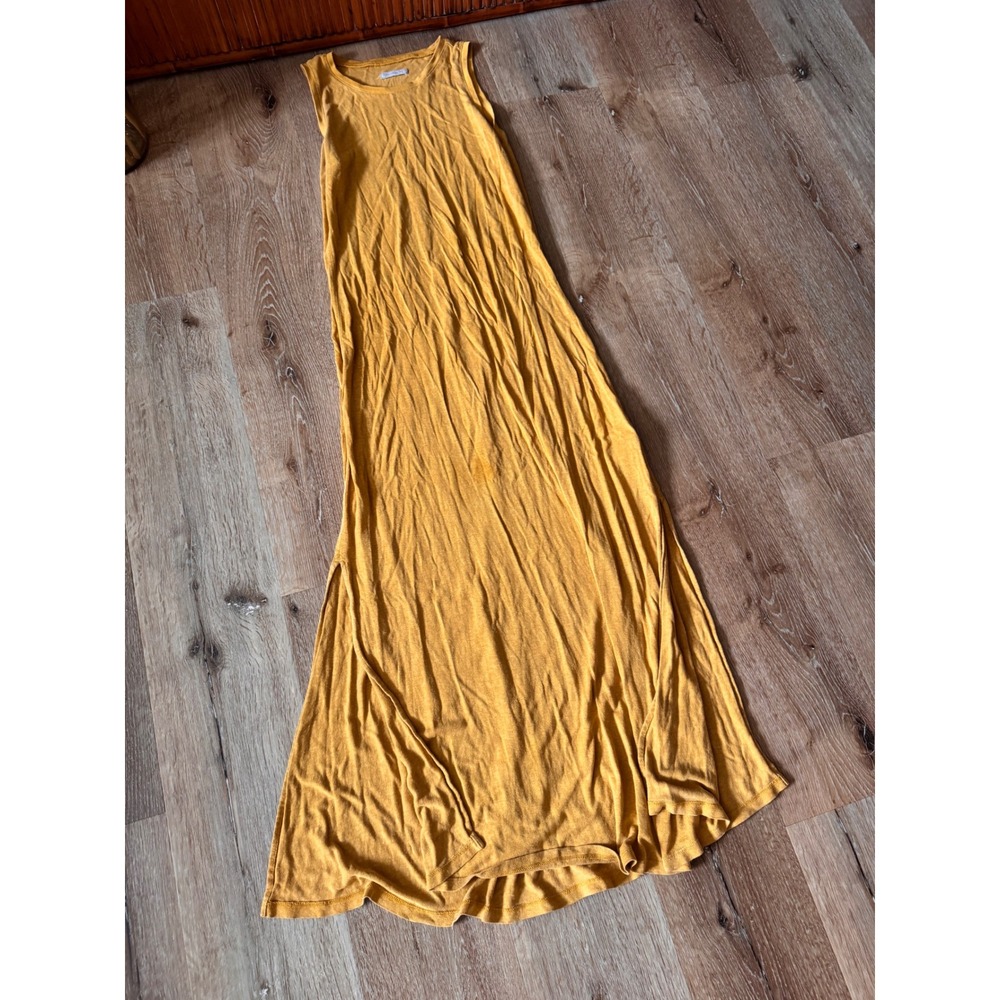 Outerknown Mustard Yellow Sleeveless Crew Neck Maxi Dress Size M/L - Picture 2 of 7
